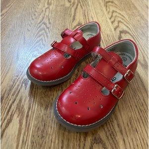 Red leather little girls dress shoes size 10